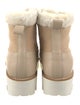 Montelliana Leather Faux Fur Trim Lace-Up Boots