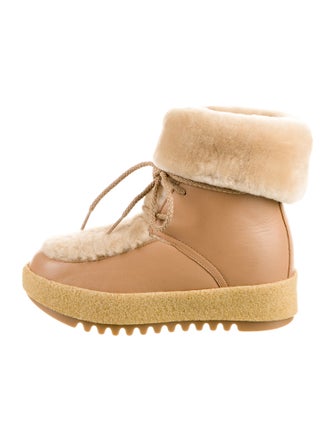 Montelliana Leather Faux Fur Trim Lace-Up Boots