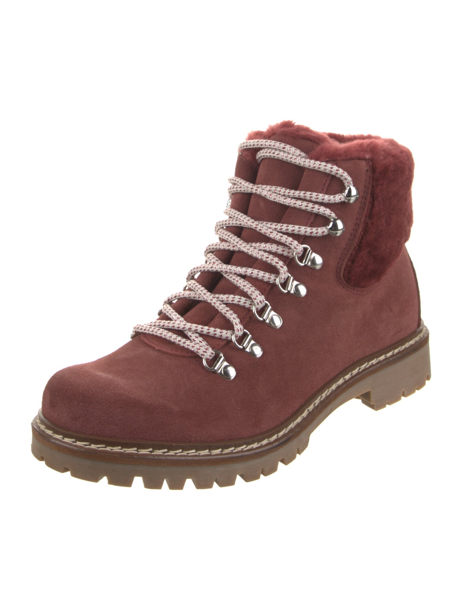 Montelliana Suede Faux Fur Trim Combat Boots