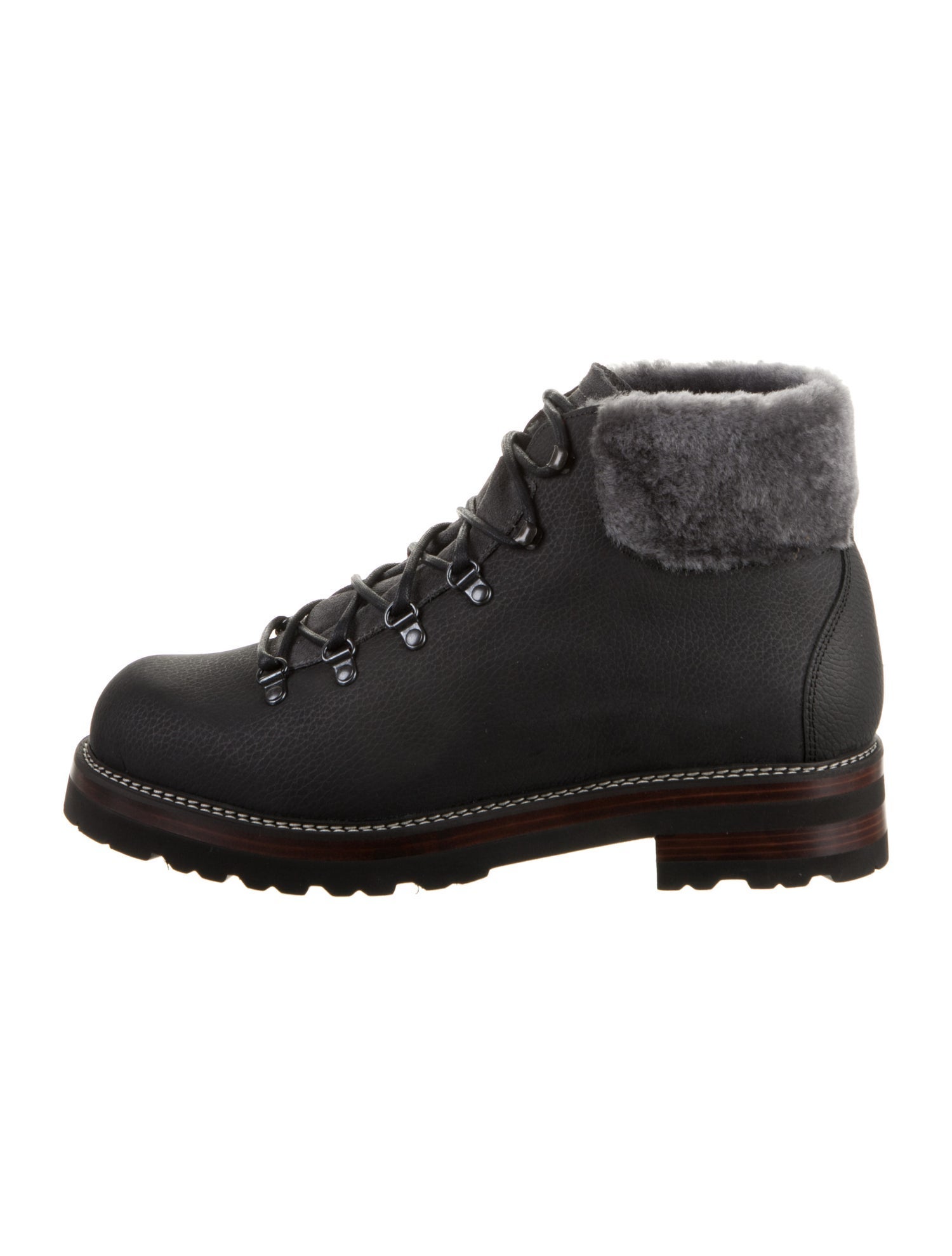 Montelliana Leather Faux Fur Trim Hiking Boots