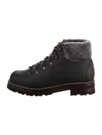Montelliana Leather Faux Fur Trim Hiking Boots