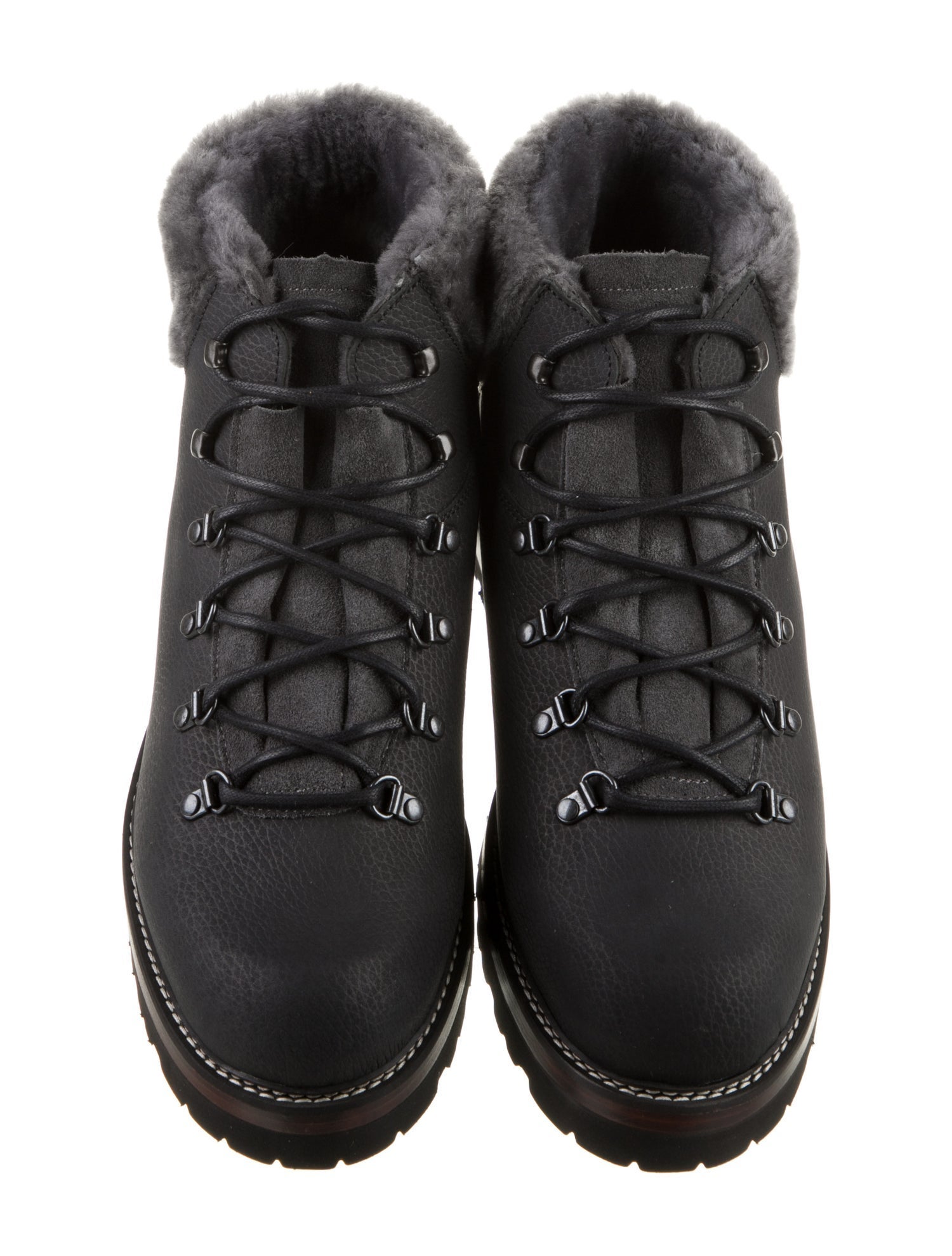 Montelliana Leather Faux Fur Trim Hiking Boots