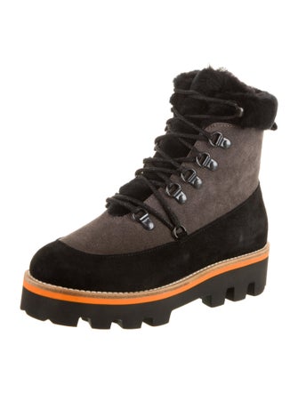 Montelliana Suede Colorblock Pattern Combat Boots