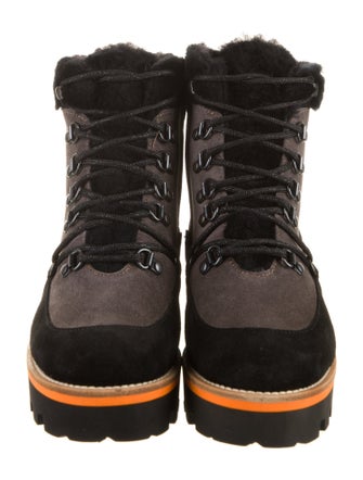 Montelliana Suede Colorblock Pattern Combat Boots