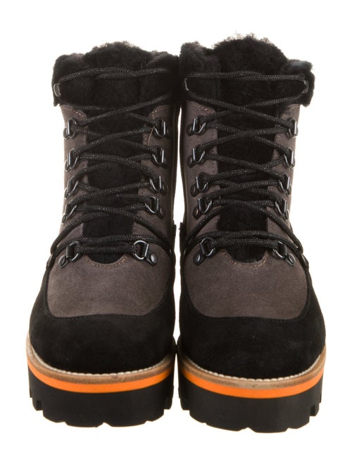 Montelliana Suede Colorblock Pattern Combat Boots