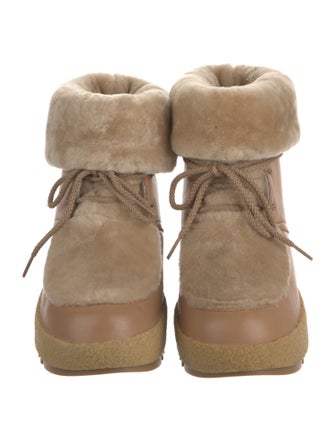 Montelliana Leather Faux Fur Trim Combat Boots