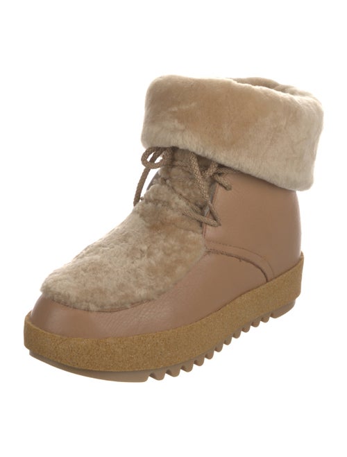 Montelliana Leather Faux Fur Trim Lace-Up Boots