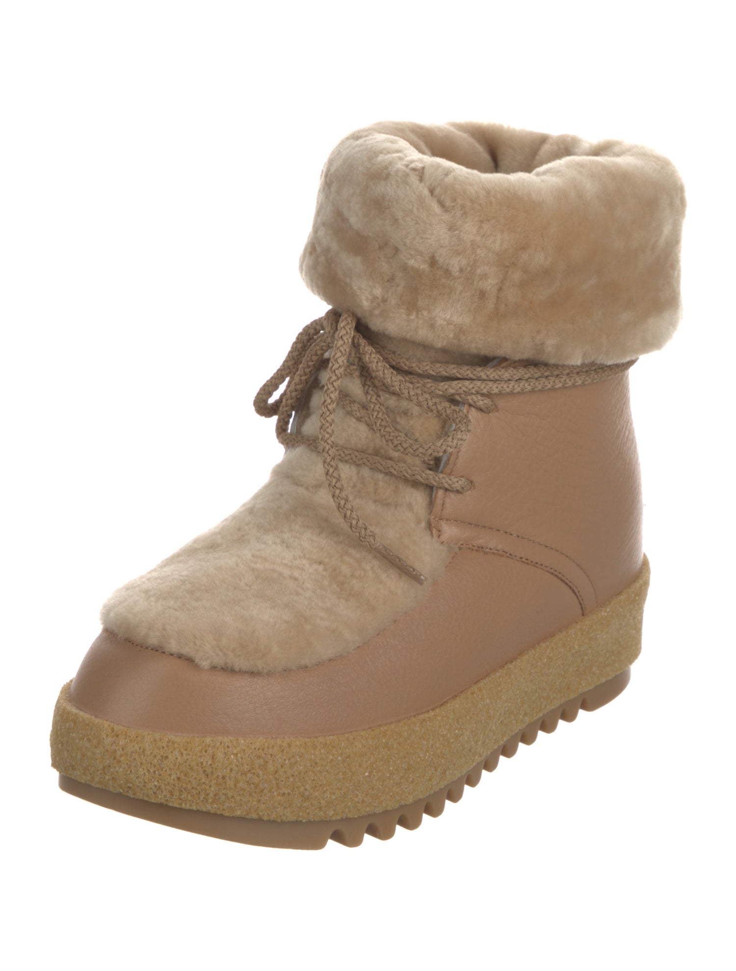 Montelliana Leather Faux Fur Trim Lace-Up Boots