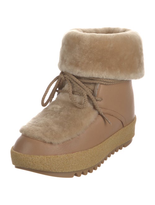 Montelliana Leather Faux Fur Trim Lace-Up Boots