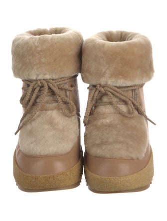 Montelliana Leather Faux Fur Trim Lace-Up Boots