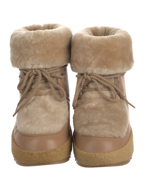 Montelliana Leather Faux Fur Trim Lace-Up Boots