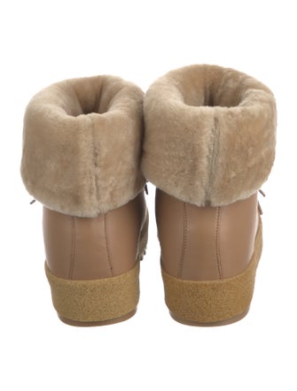 Montelliana Leather Faux Fur Trim Lace-Up Boots