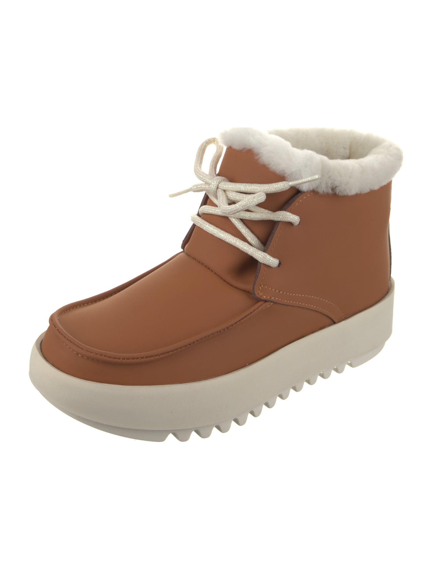 Montelliana Leather Faux Fur Trim Lace-Up Boots