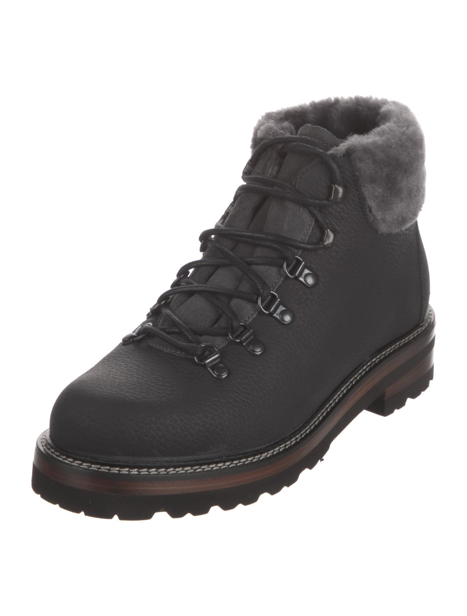 Montelliana Leather Faux Fur Trim Hiking Boots
