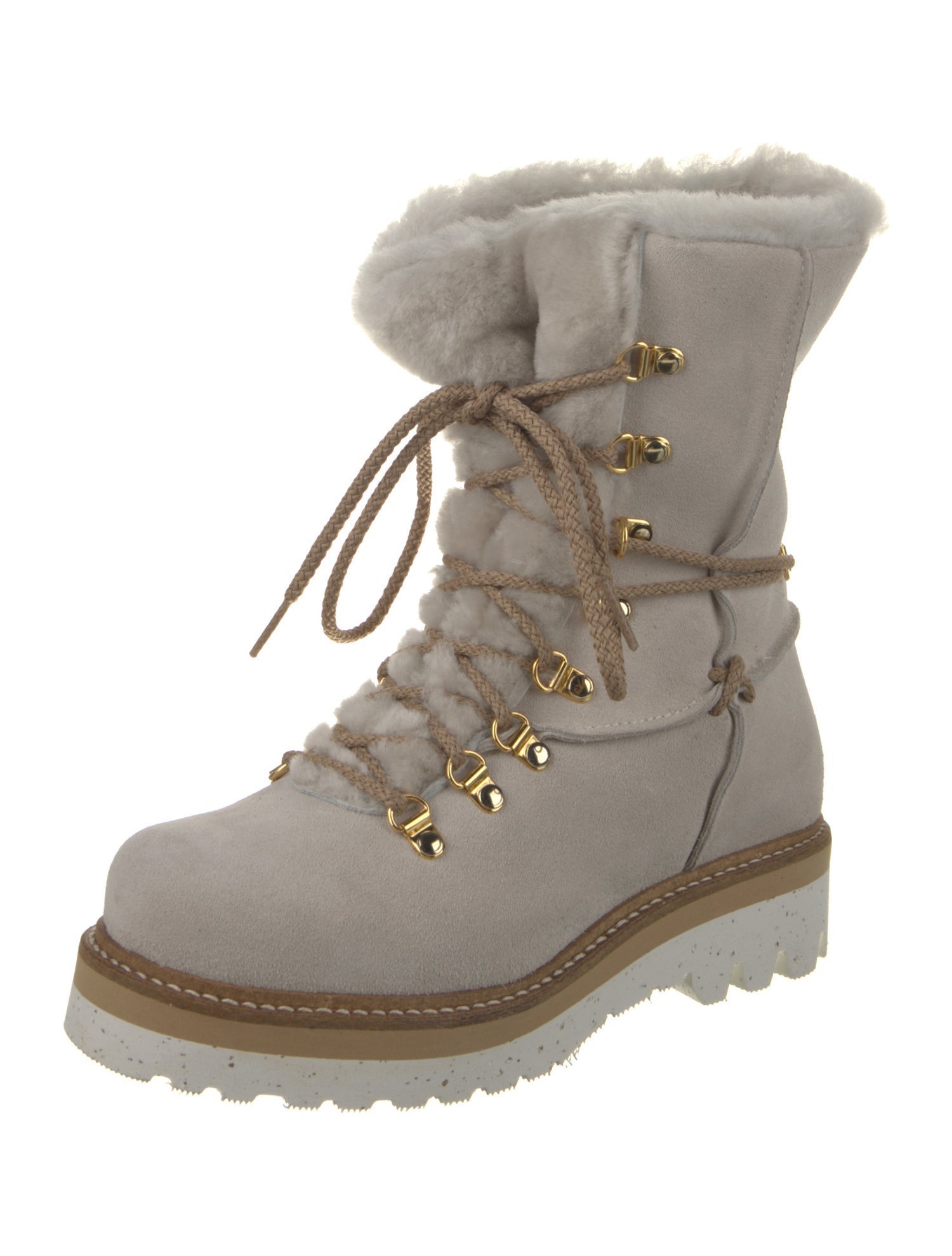 Montelliana Suede Colorblock Pattern Combat Boots