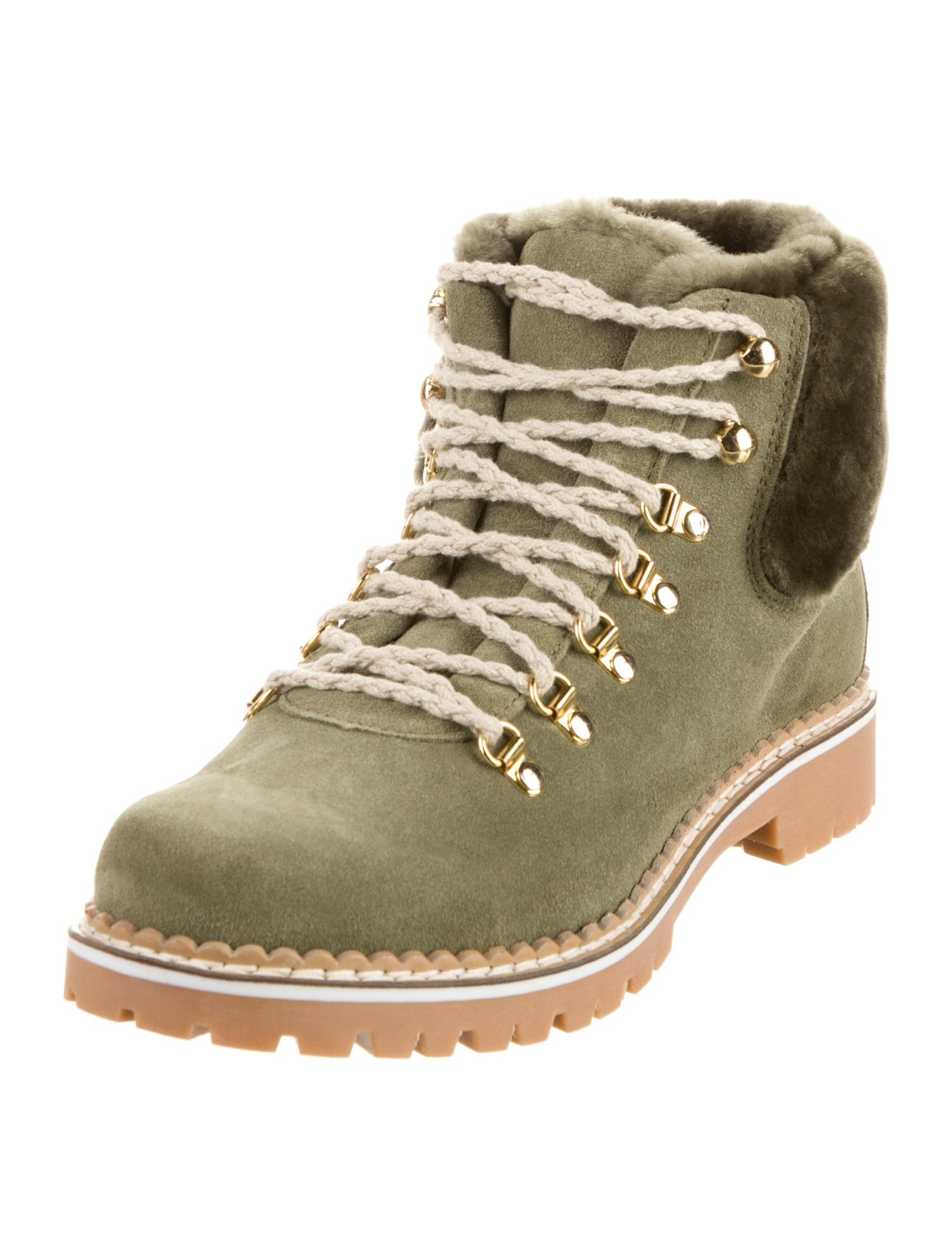 Montelliana Suede Faux Fur Trim Lace-Up Boots