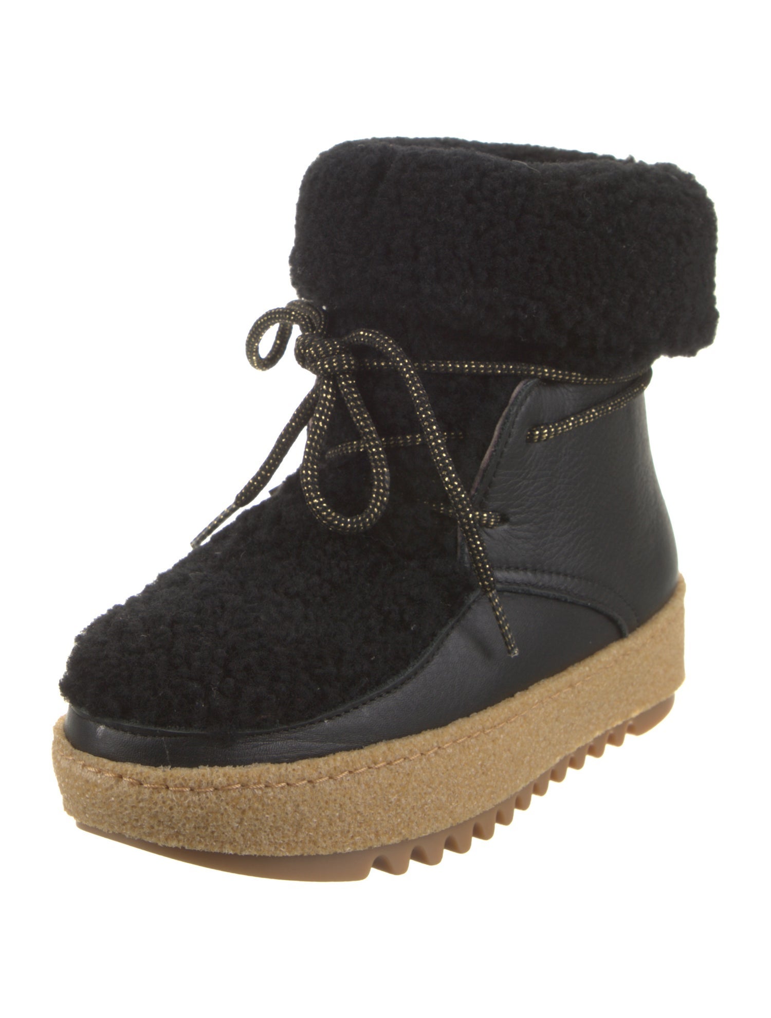 Montelliana Leather Faux Fur Trim Lace-Up Boots