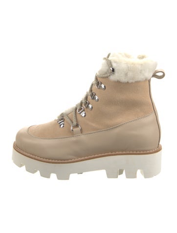 Montelliana Boots Suede Faux Fur Trim Combat 6