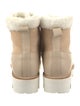 Montelliana Suede Faux Fur Trim Combat Boots