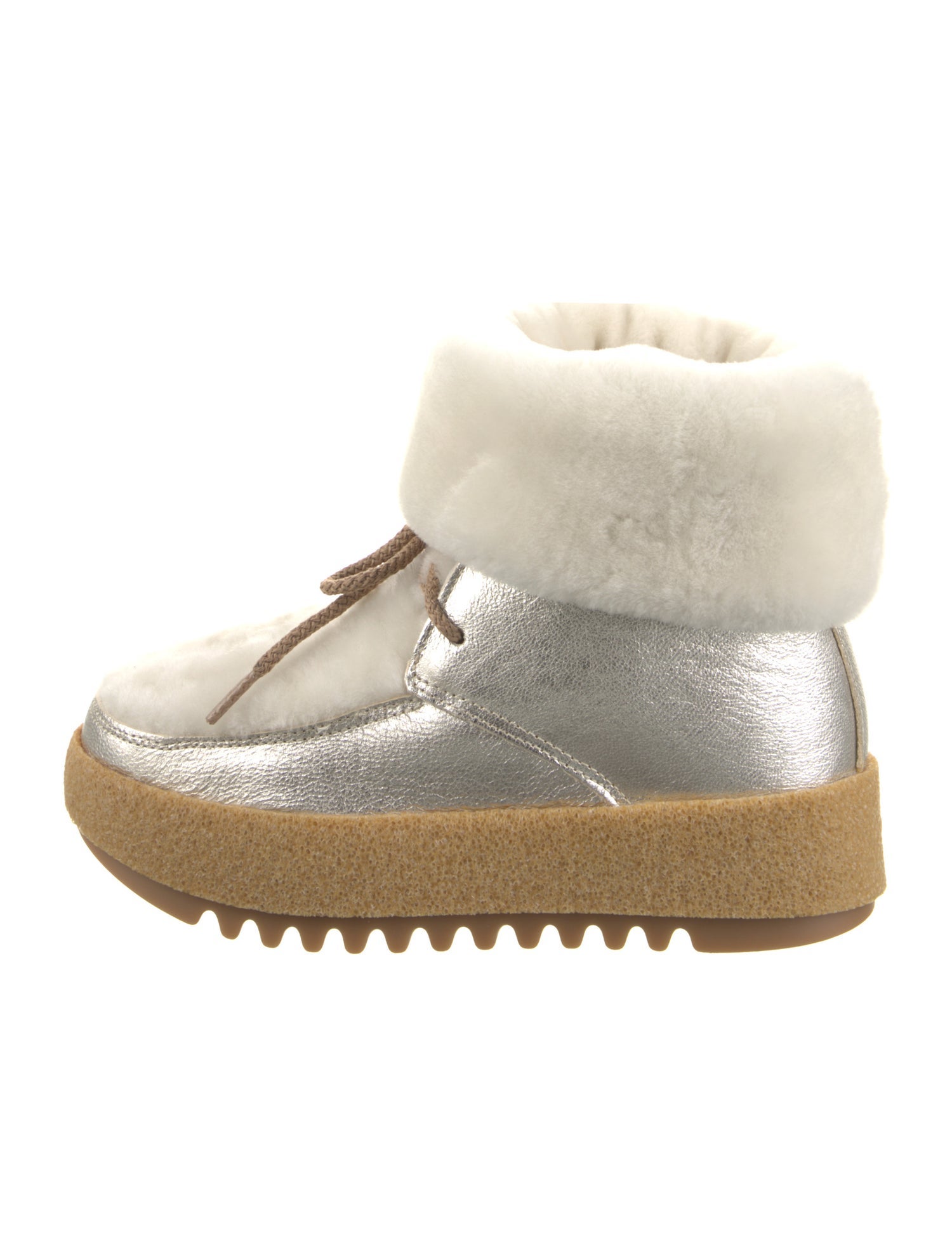 Montelliana Leather Faux Fur Trim Lace-Up Boots