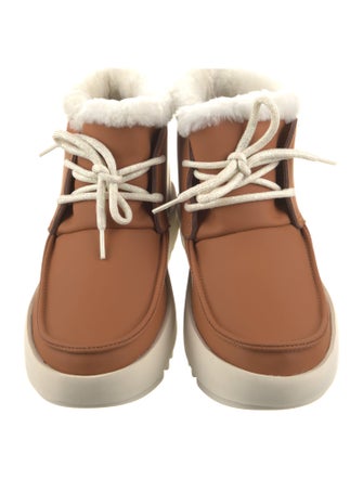 Montelliana Leather Faux Fur Trim Lace-Up Boots