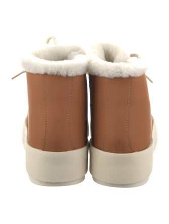 Montelliana Leather Faux Fur Trim Lace-Up Boots