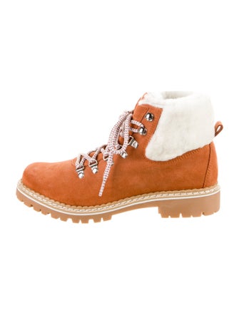 Montelliana Suede Colorblock Pattern Lace-Up Boots