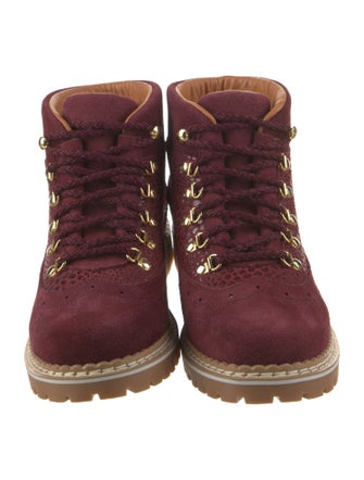 Montelliana Suede Printed Lace-Up Boots