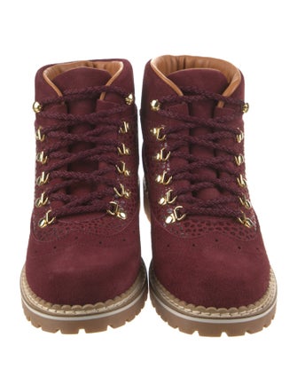Montelliana Suede Printed Lace-Up Boots