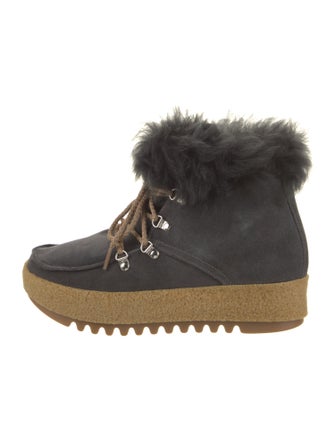 Montelliana Suede Faux Fur Trim Lace-Up Boots