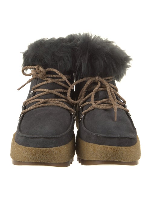 Montelliana Suede Faux Fur Trim Lace-Up Boots