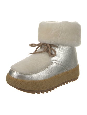 Montelliana Leather Faux Fur Trim Lace-Up Boots