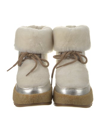 Montelliana Leather Faux Fur Trim Lace-Up Boots