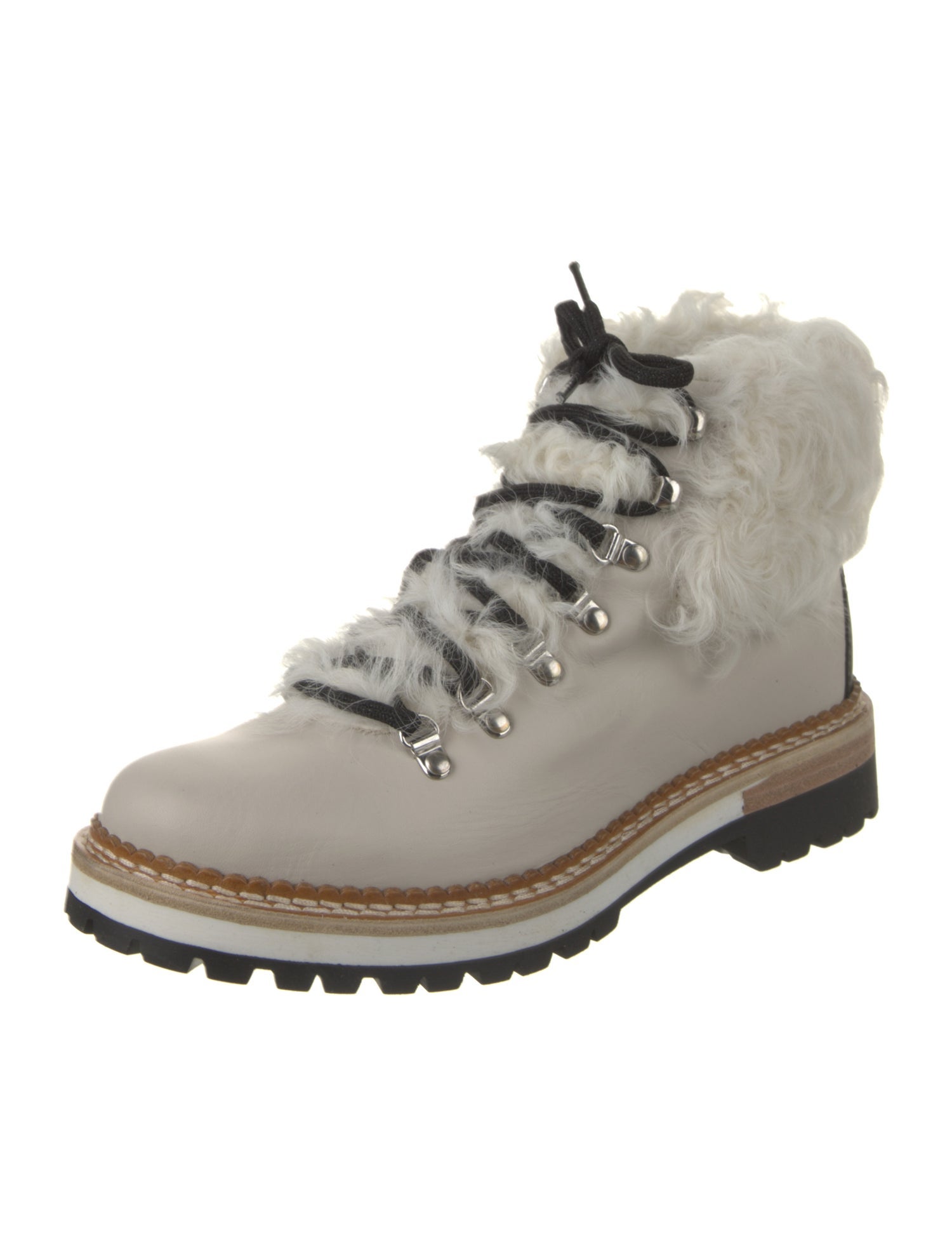Montelliana Leather Colorblock Pattern Combat Boots