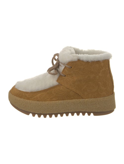 Montelliana Suede Colorblock Pattern Lace-Up Boots