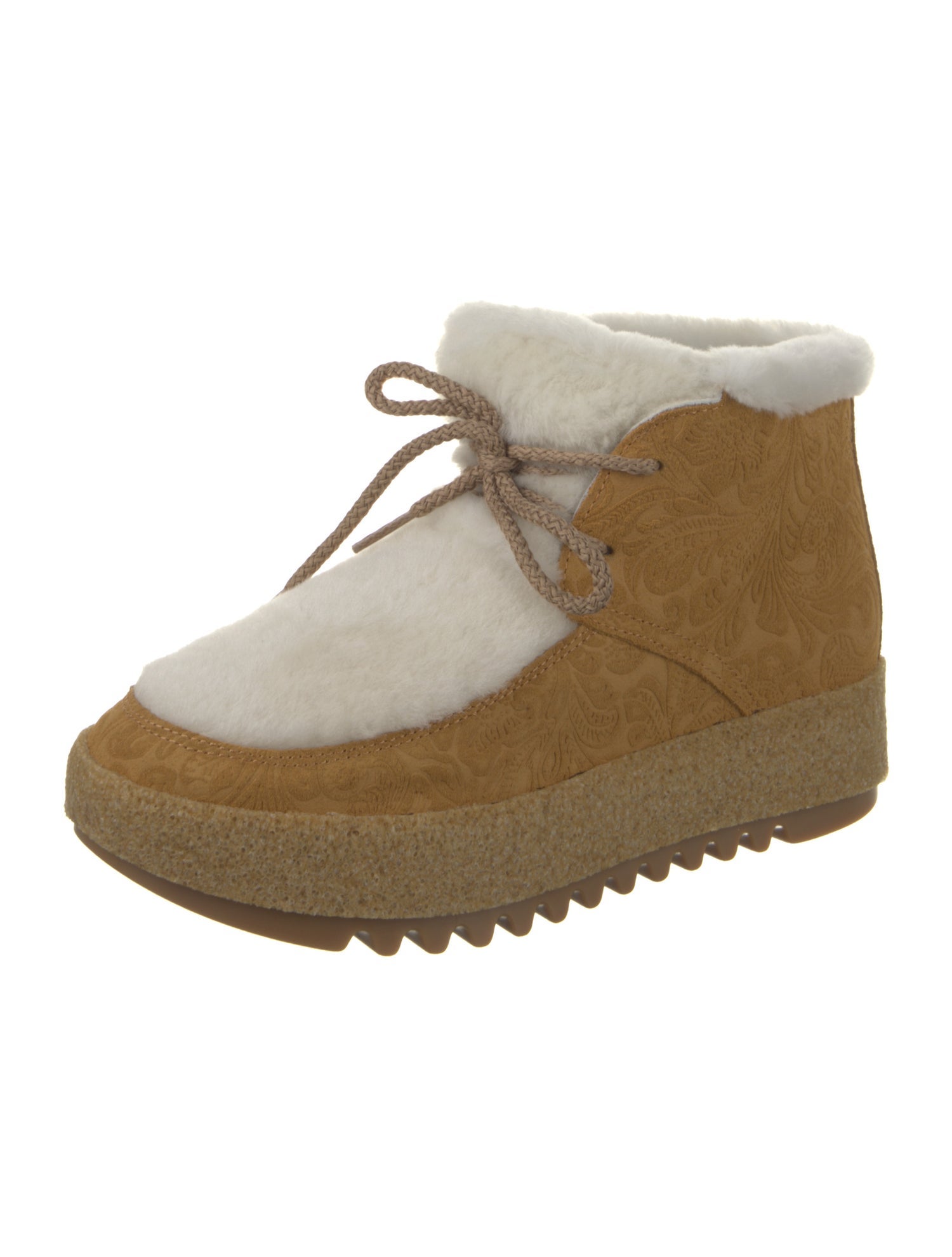 Montelliana Suede Faux Fur Trim Lace-Up Boots
