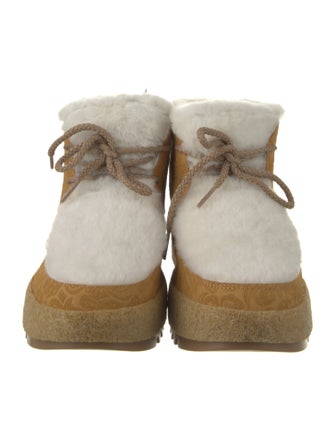 Montelliana Suede Faux Fur Trim Lace-Up Boots