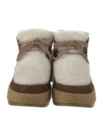 Montelliana Suede Colorblock Pattern Lace-Up Boots