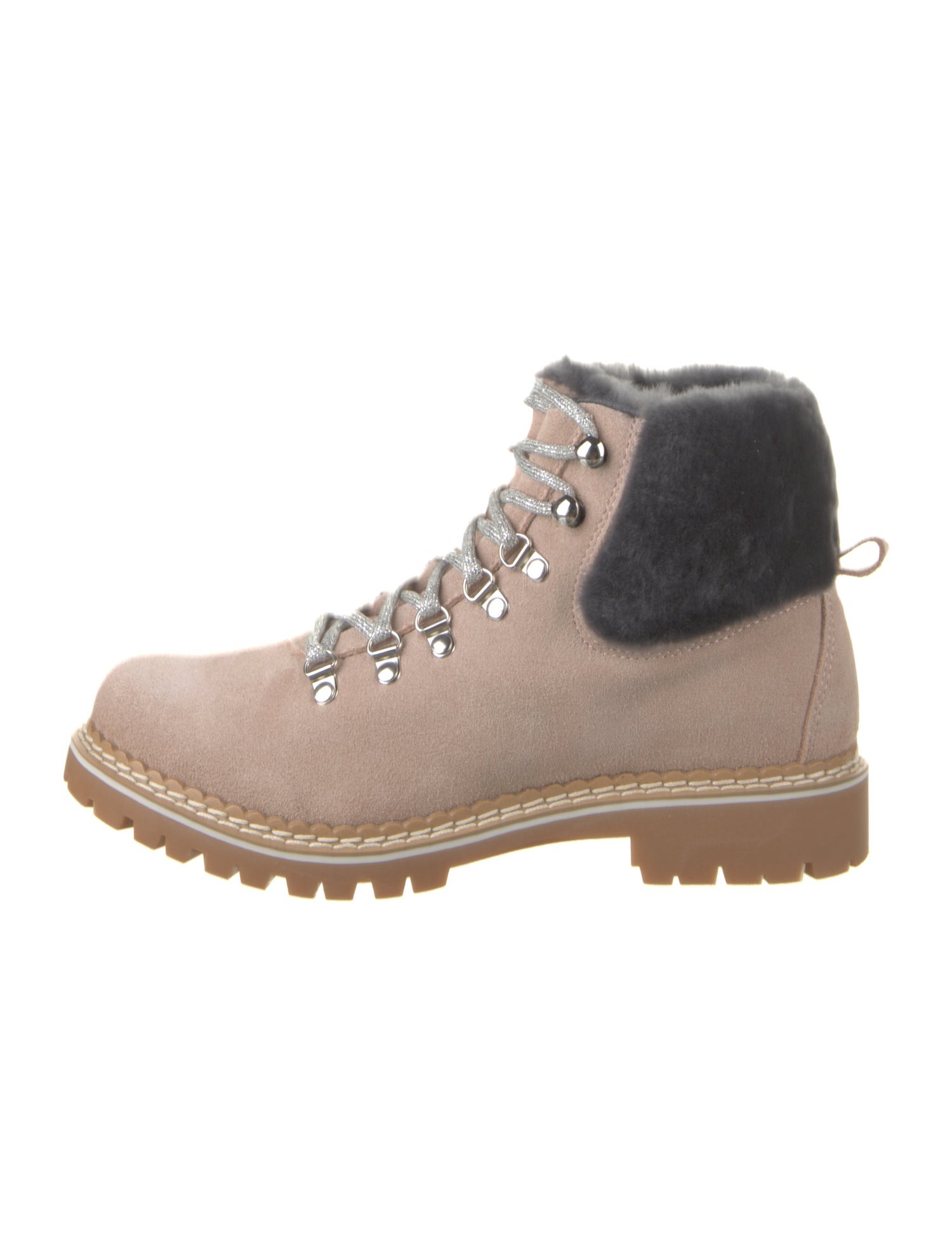 Montelliana Suede Colorblock Pattern Combat Boots