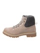 Montelliana Suede Colorblock Pattern Combat Boots