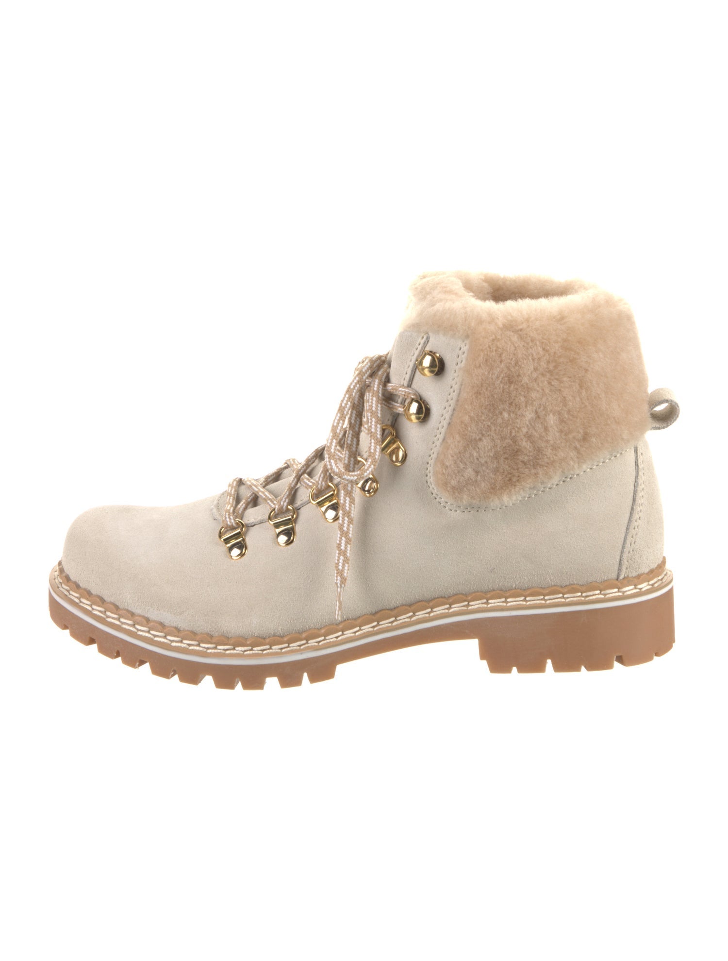 Montelliana Suede Faux Fur Trim Combat Boots