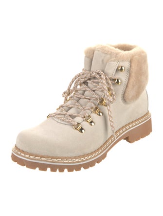 Montelliana Suede Faux Fur Trim Combat Boots