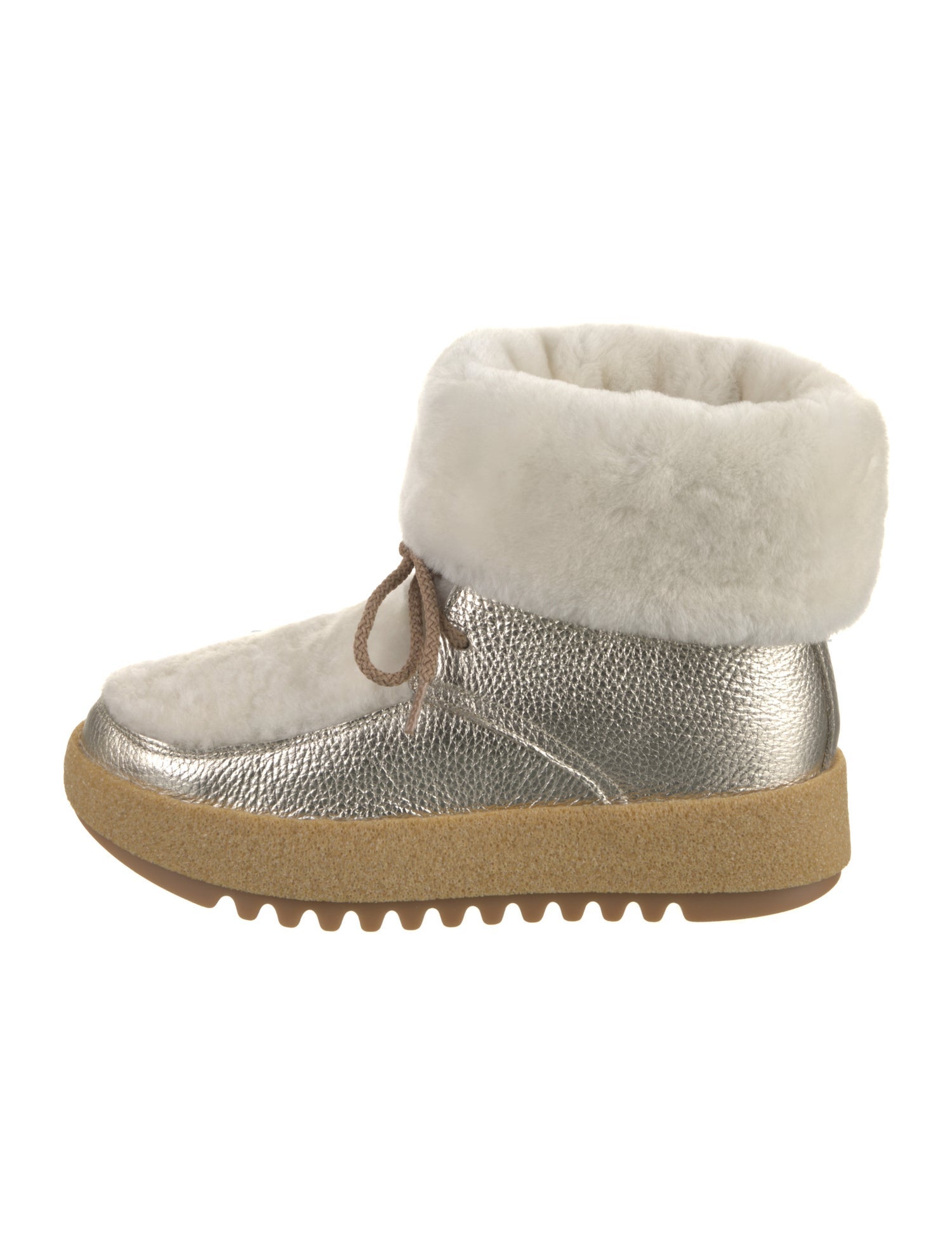 Montelliana Leather Fur Trim Lace-Up Boots