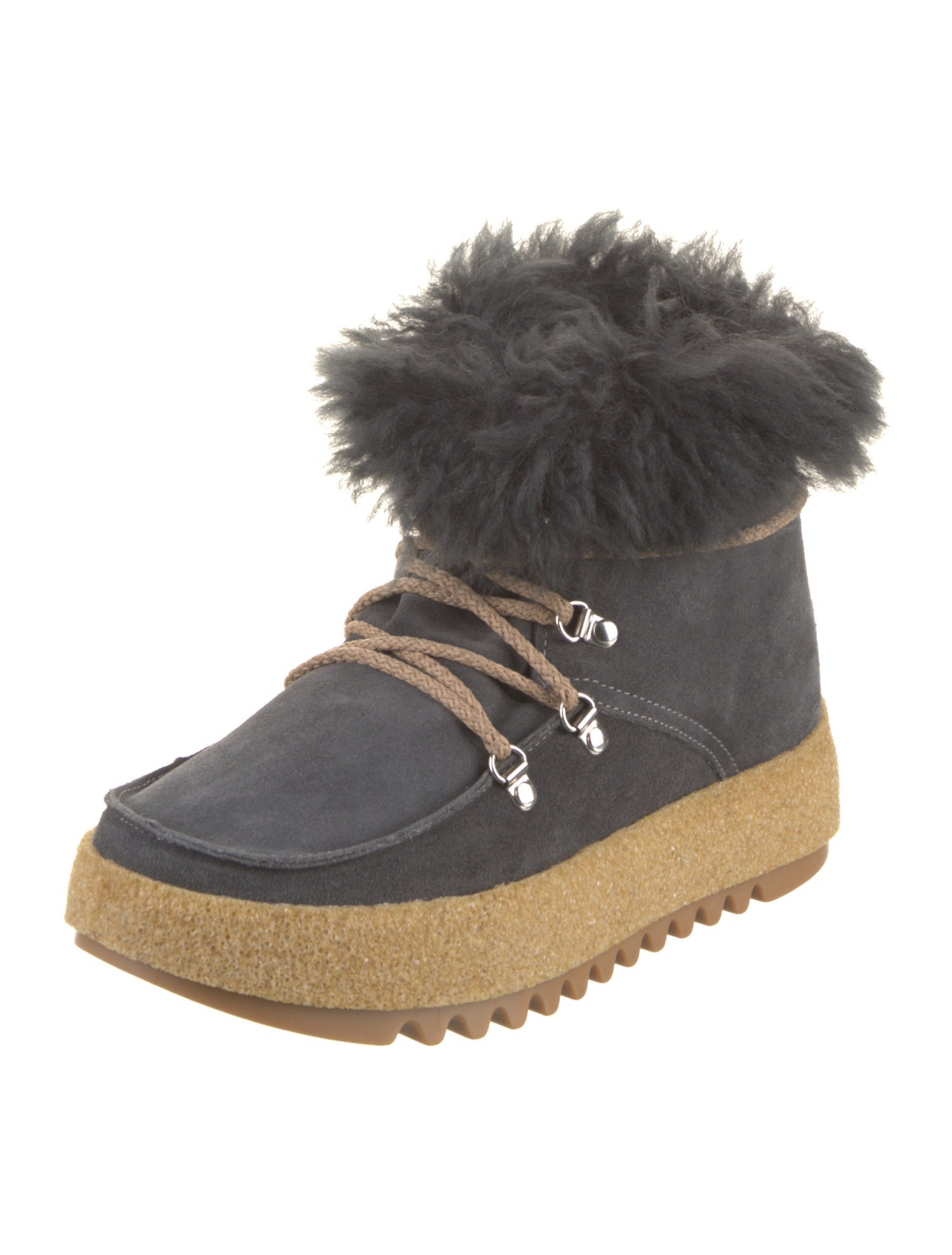 Montelliana Suede Colorblock Pattern Lace-Up Boots