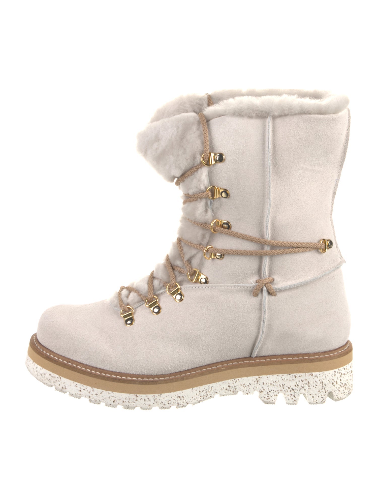 Montelliana Suede Faux Fur Trim Combat Boots