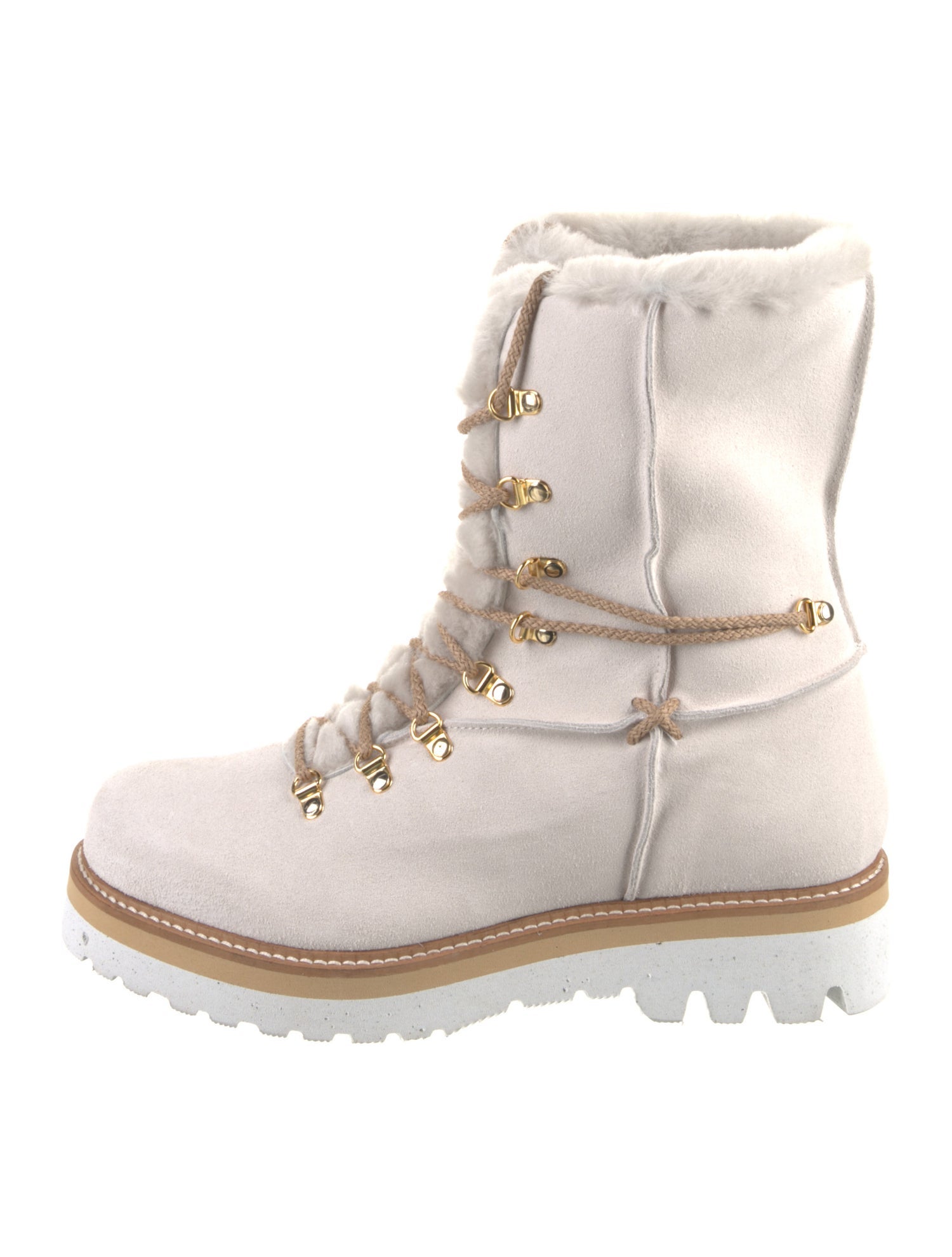 Montelliana Suede Colorblock Pattern Lace-Up Boots