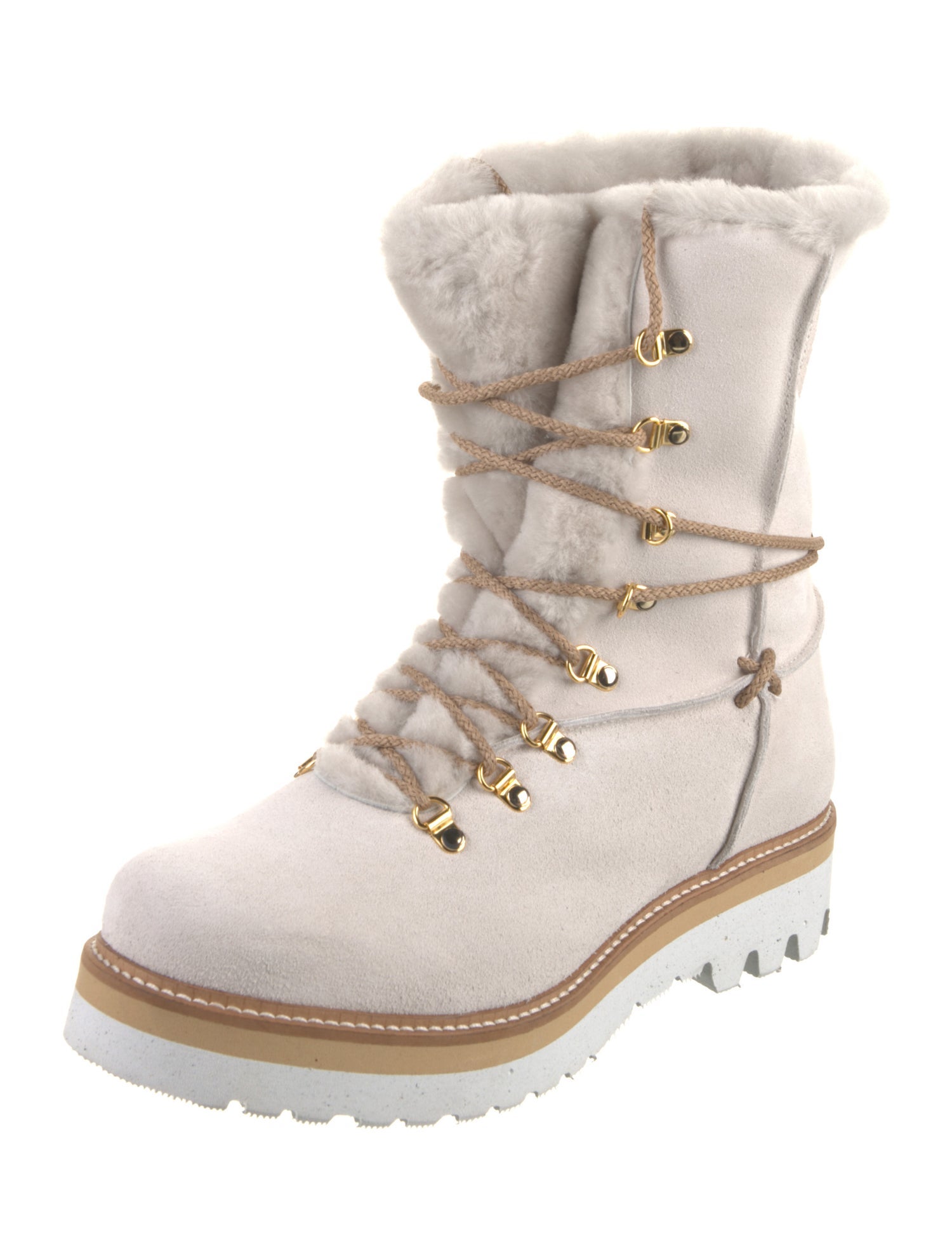 Montelliana Suede Colorblock Pattern Combat Boots