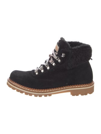 Montelliana Suede Fur Trim Lace-Up Boots