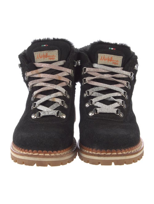Montelliana Suede Fur Trim Lace-Up Boots