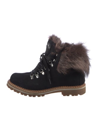 Montelliana Suede Fur Trim Combat Boots